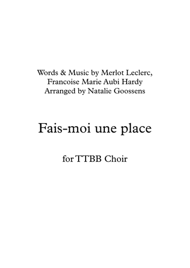 Fais-moi Une Place (arr. Natalie Goossens)