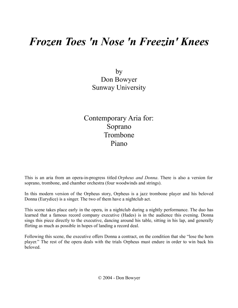Frozen Toes 'n Nose 'n Freezin' Knees