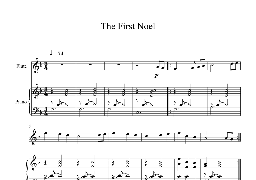 The First Noel (Flute + Piano) (arr. Digital Book Music)