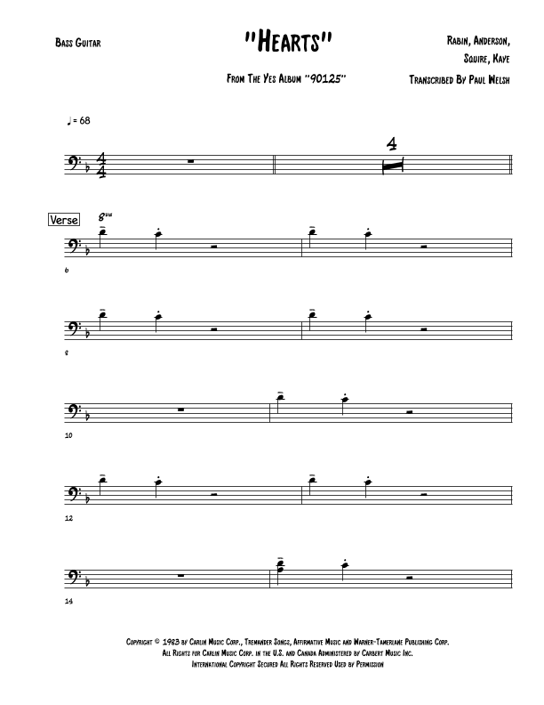 Hearts (arr. P Welsh)