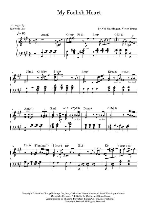 My Foolish Heart (arr. Roger da Luz)