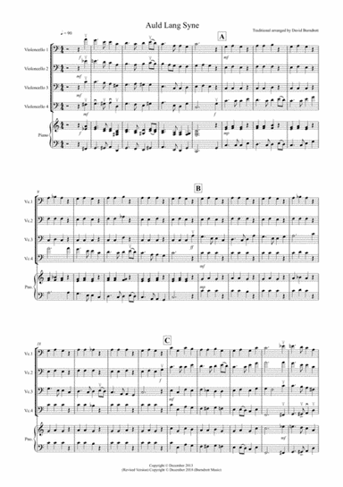 Auld Lang Syne for Cello Quartet (arr. David Burndrett)
