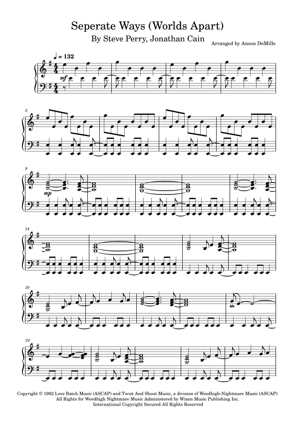 Separate Ways (worlds Apart) (arr. Anson DeMille)