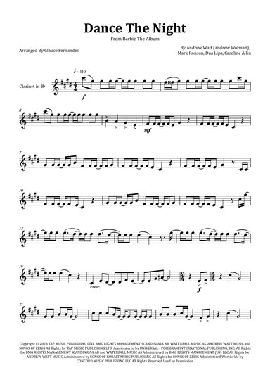 Dance The Night (arr. Glauco Fernandes)