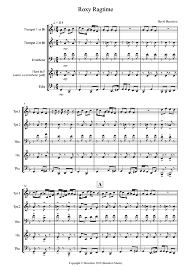 Roxy Ragtime for Brass Quartet