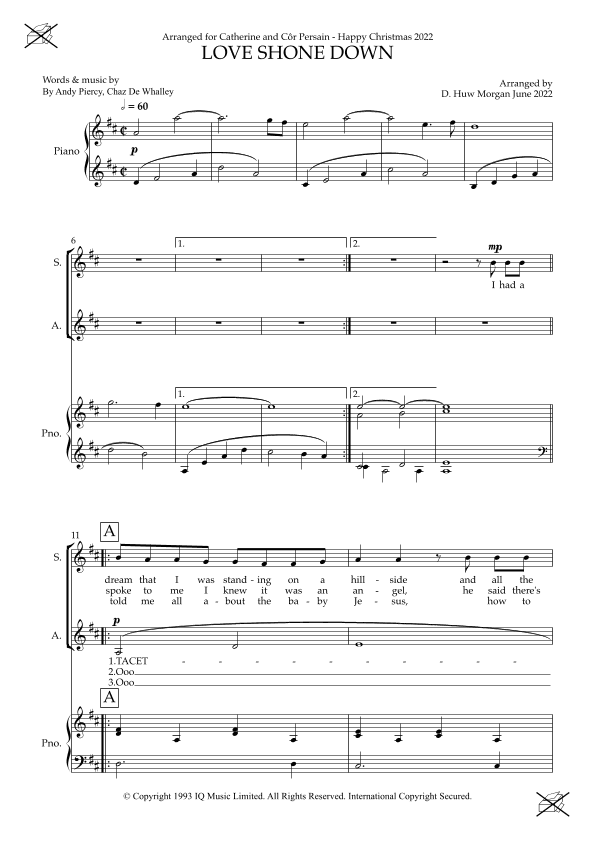 Love Shone Down (arr. D. Huw Morgan)