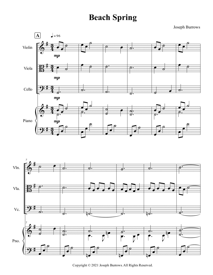 Beach Spring - Violin, Viola, Cello, and Piano