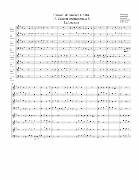 La Luzzara a8 (Canzoni da suonare,1616, no.16) (arrangement for 8 recorders) (arr. Gil Garty)