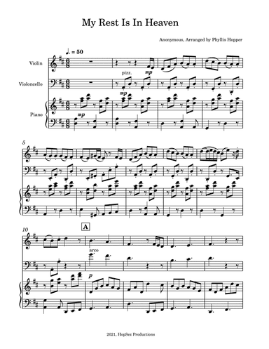 My Rest Is In Heaven - violin cello piano (arr. Phyllis Hopper)