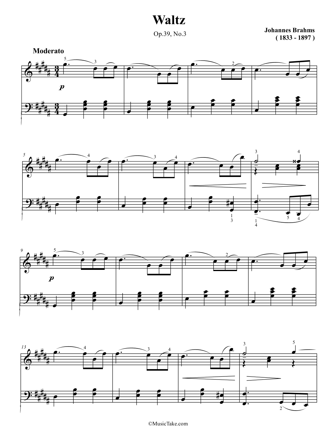 Brahms Waltz in G# minor Op.39 No.3 (arr. Ben Choupak)