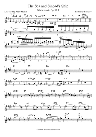Rimsky-Korsakov "Scheherazade" op.35 - The Sea and Sinbad's Ship - lead sheet (arr. Andre Maaker)