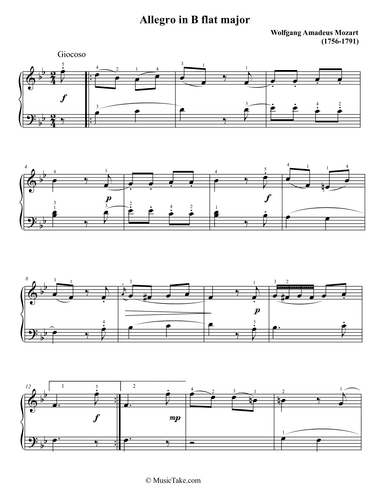 Mozart Allegro in B flat Mayor (arr. Ben Choupak)