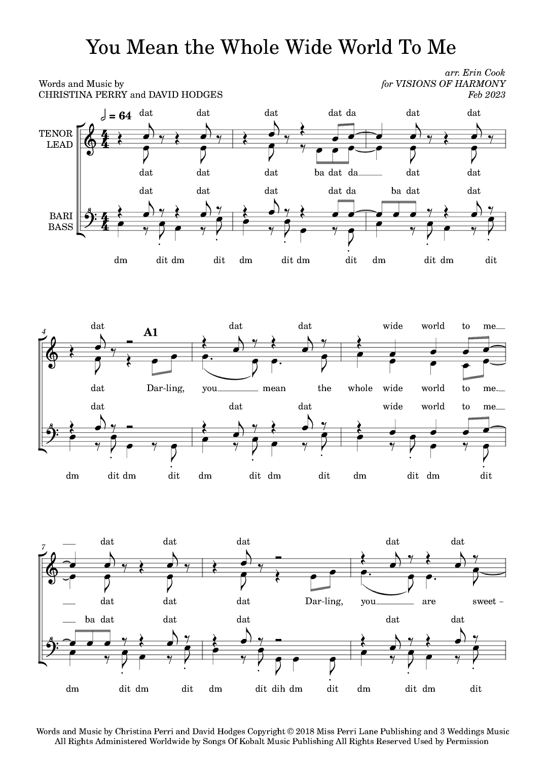 You Mean The Whole Wide World To Me (arr. Erin Cook (Odell))