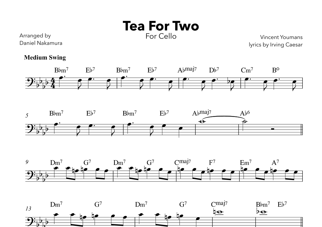 Tea For Two (For Cello with Chords) (arr. Daniel Nakamura)