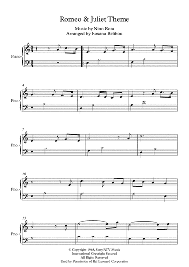 Romeo And Juliet (love Theme) (arr. Roxana Belibou)