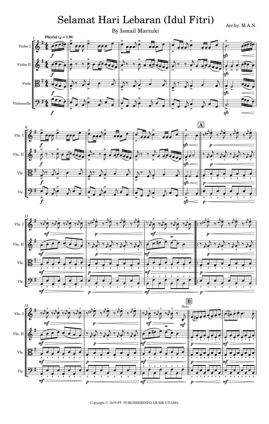 Selamat Hari Lebaran (arr. Azrai Norzuki (M.A.N.))