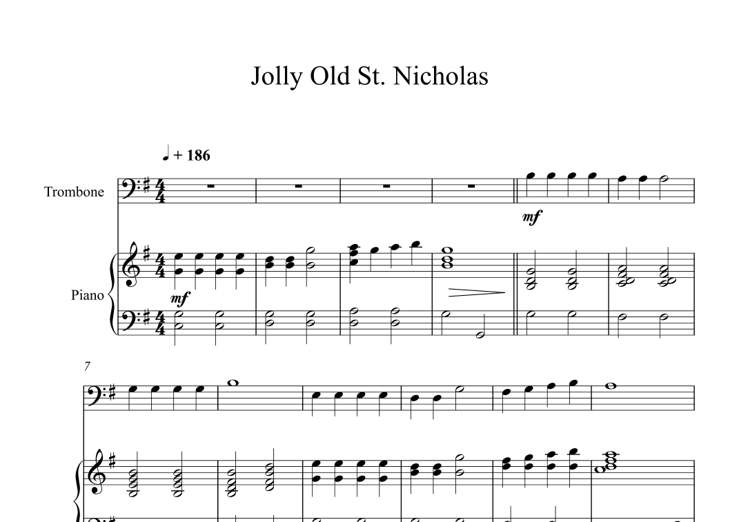 Jolly Old St. Nicholas (Trombone + Piano) (arr. Digital Book Music)