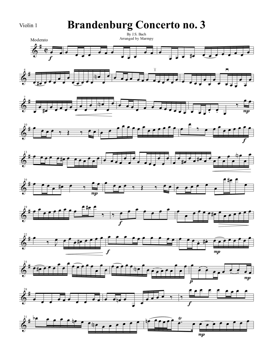 Brandenburg Concerto No.3 First Movement (arranged for String Trio) (arr. Marmpy)