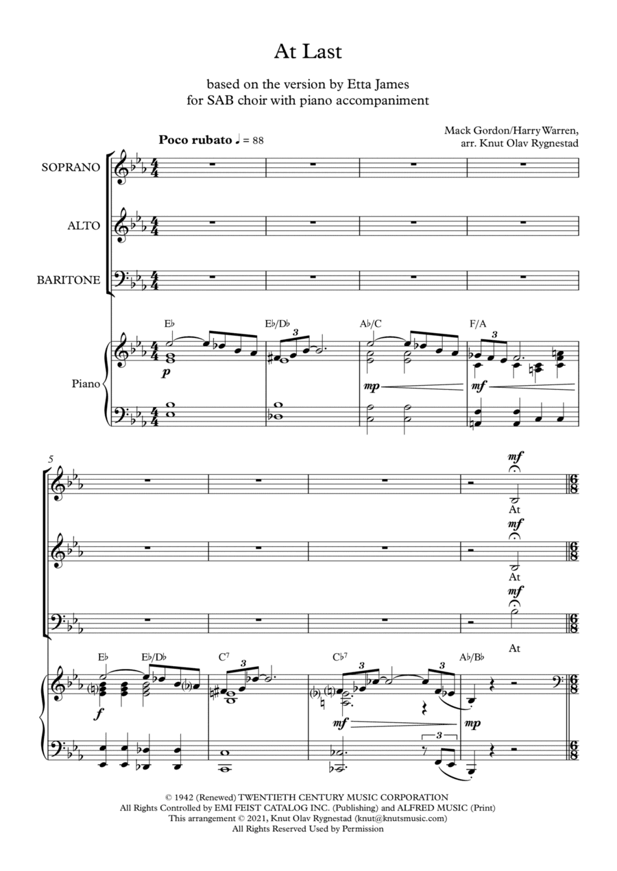At Last (arr. Knut Olav Rygnestad)
