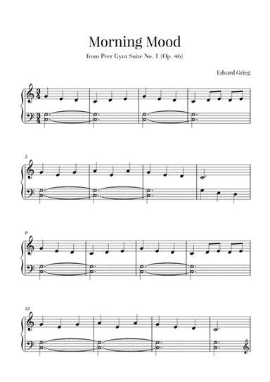 Grieg - Morning (Peer Gynt Suite No.1) for Easy/Beginner Piano (arr. Cadenza Editions)
