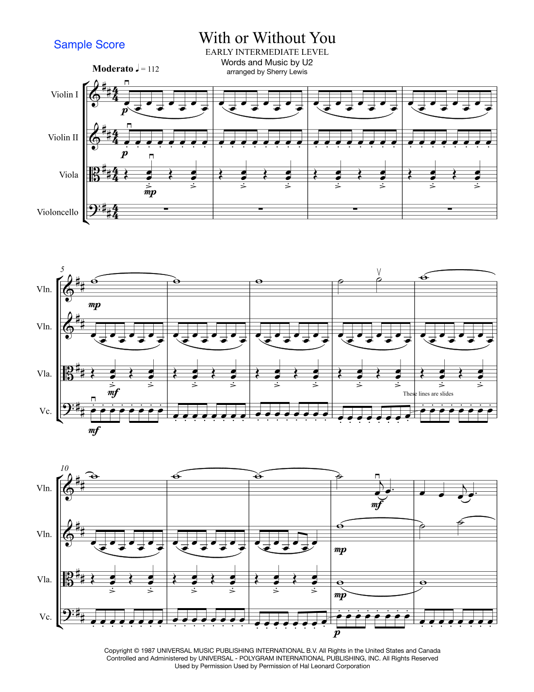 With Or Without You (arr. Sherry Lewis)