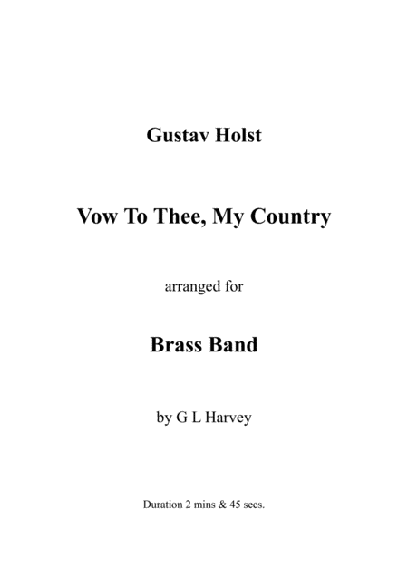 Vow to Thee, My Country (Brass Band) (arr. G L Harvey)