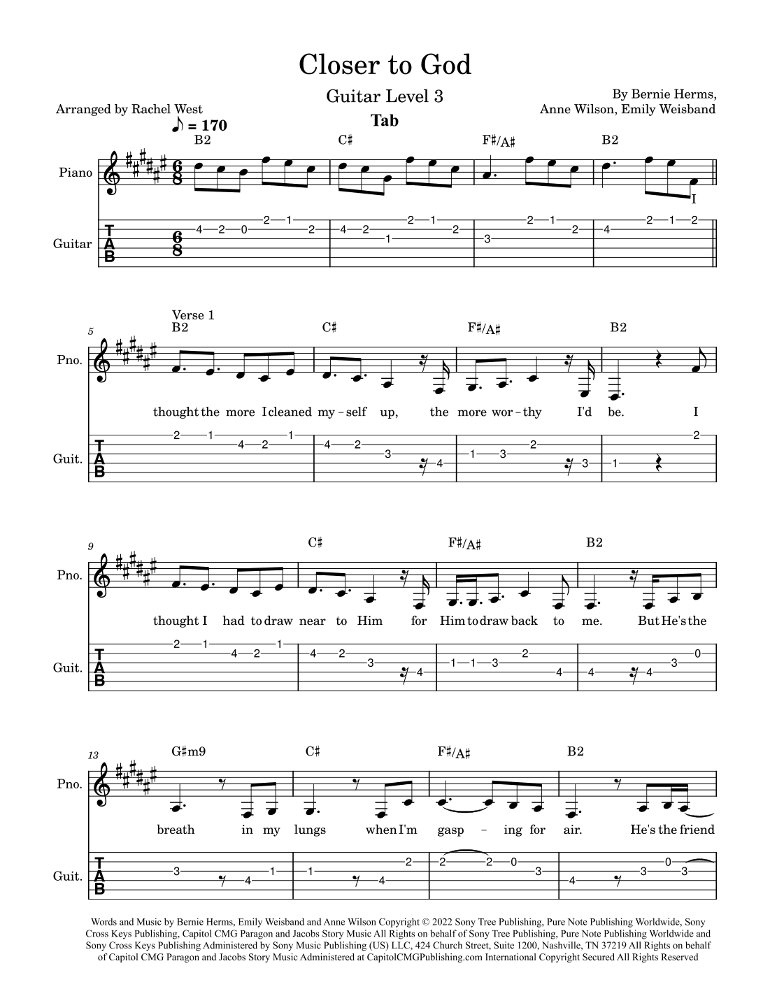 Closer To God (arr. Rachel West)