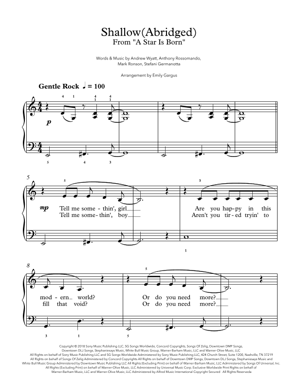 Shallow (arr. Emily Gargus)