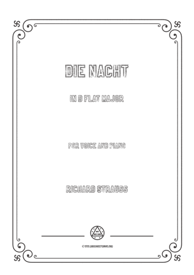 Richard Strauss-Die Nacht in D flat Major,for Voice and Piano (arr. MSM)