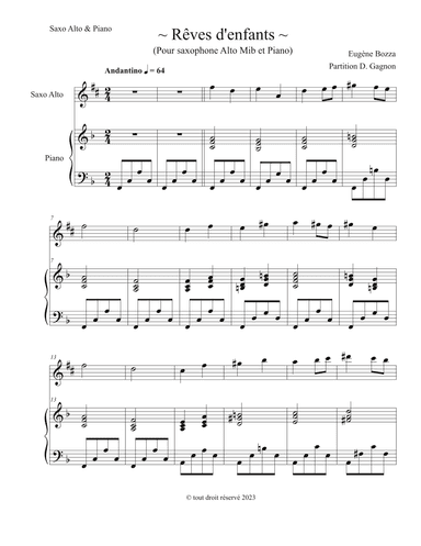 Rêves d'enfants (arr. D. Gagnon)