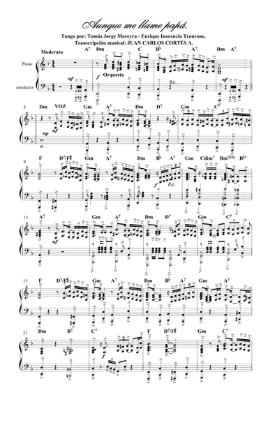 Aunque me llame papá. Tango por Tomás Jorge Moreyra y Enrique Campos (arr. Juan Carlos Cortés Aguirre)