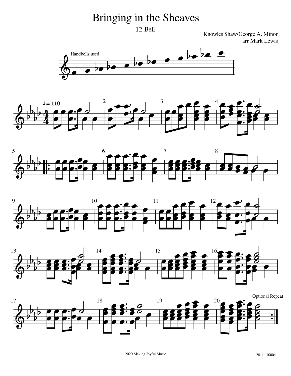 Bringing in the Sheaves - 12-bell ensemble (arr. Mark R Lewis)