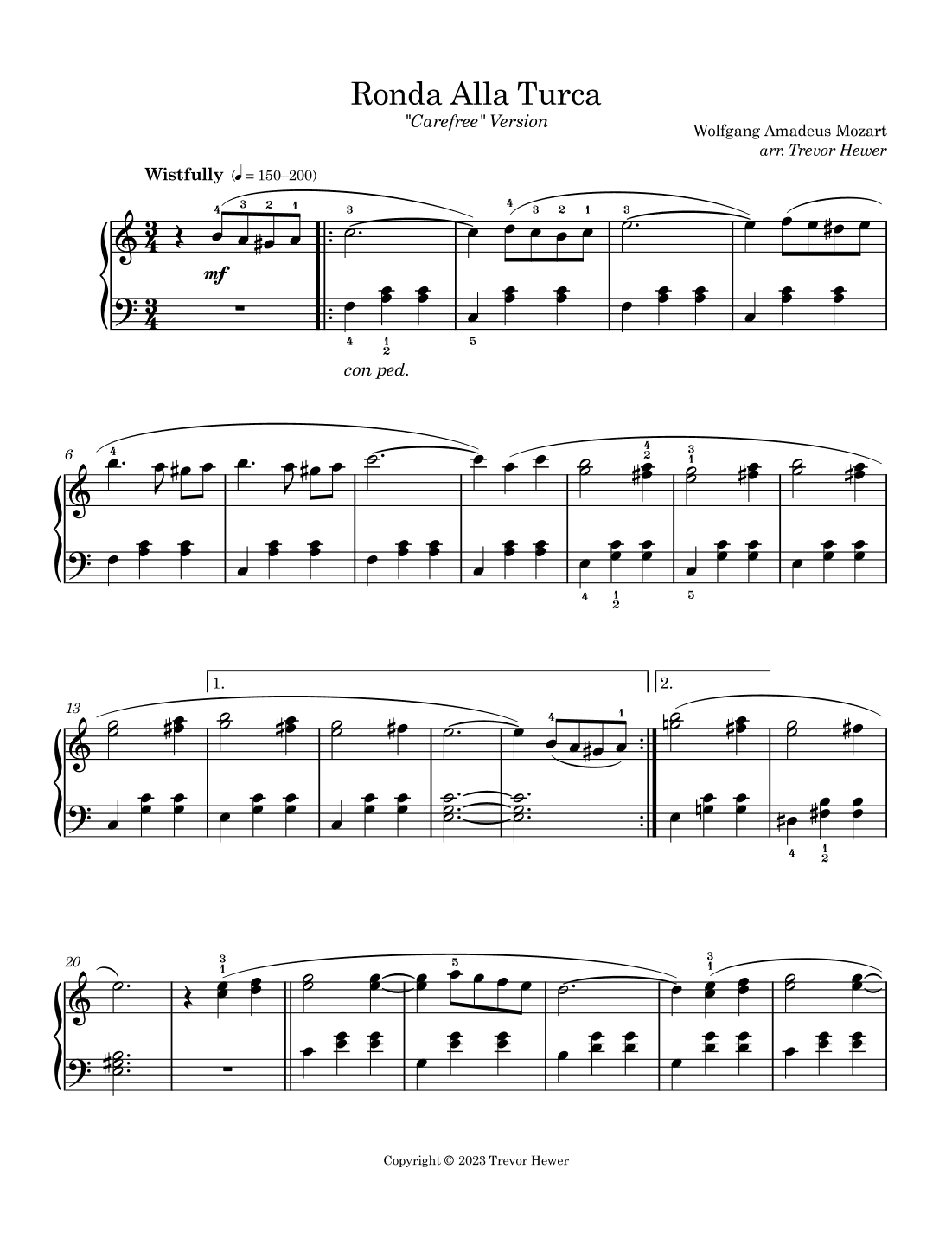 Rondo Alla Turca (As a 3/4 Waltz) (arr. Trevor Hewer)