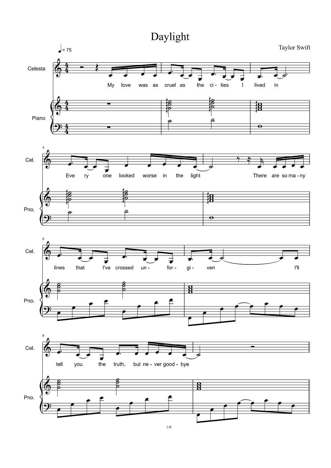Daylight (arr. Taylor Swift)