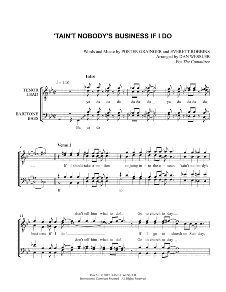 'Tain't Nobody's Business If I Do (arr. Dan Wessler)