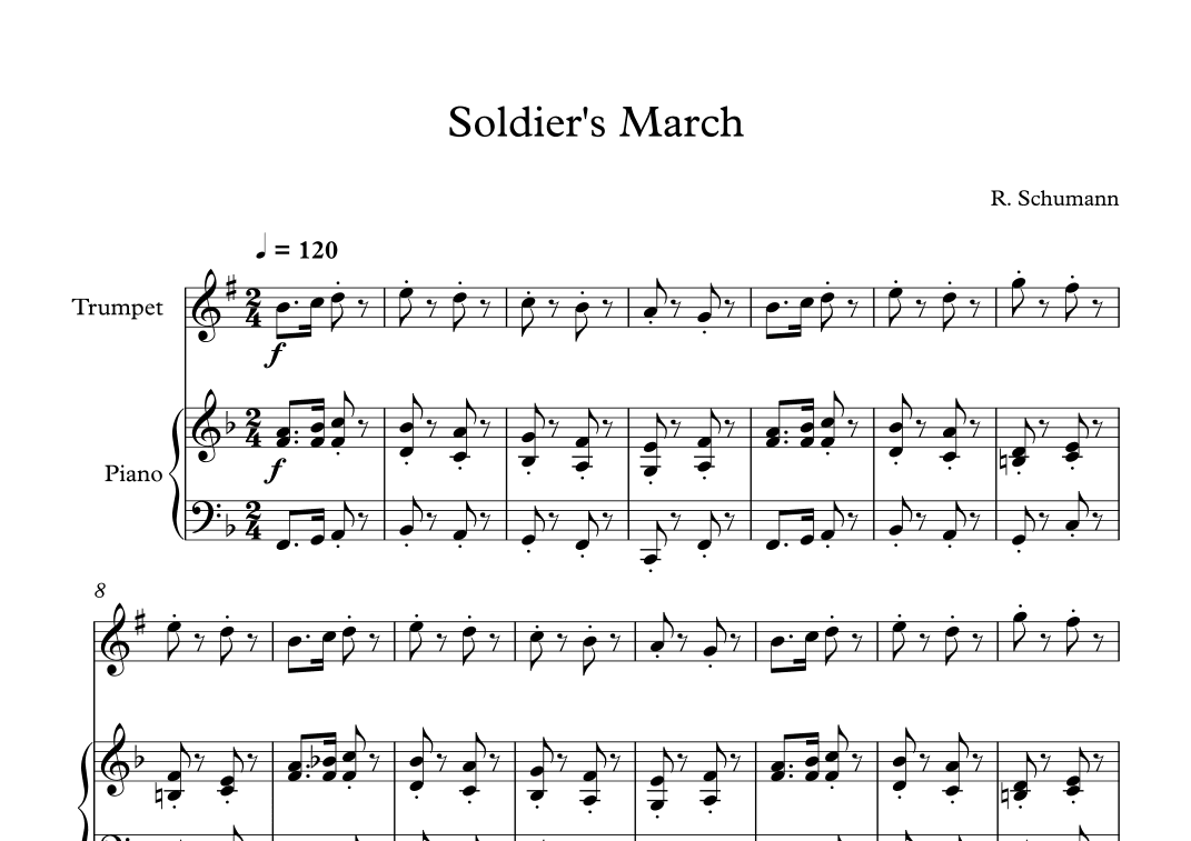 Soldier's March - Robert Schumann (Trumpet + Piano) (arr. Digital Book Music)