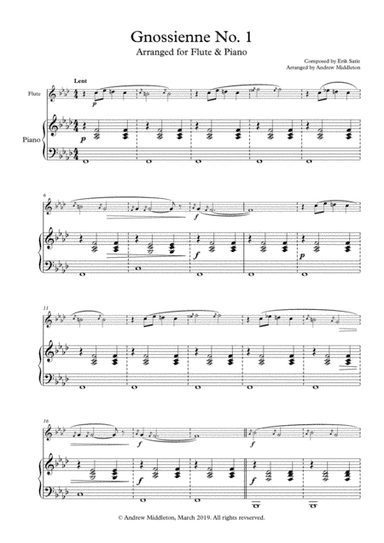 Gnossienne No. 1 arranged for Flute and Piano (arr. Andrew Middleton)