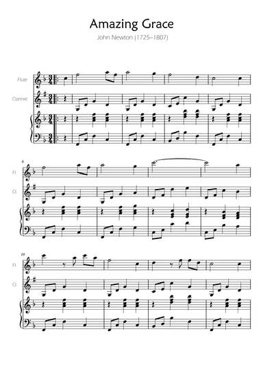 Amazing Grace - Flute and Clarinet w/ Piano Accompaniment (arr. Ygor Nunes)