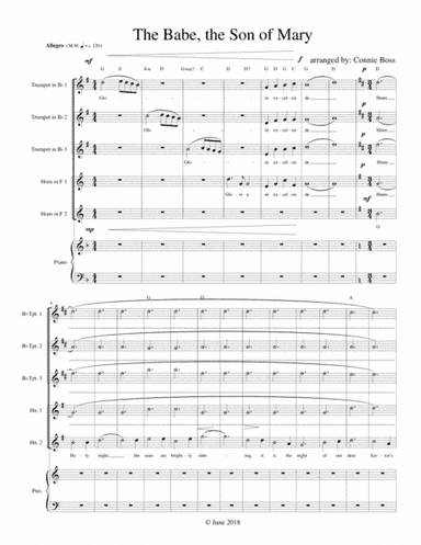 The Babe, The Son of Mary - brass and piano (arr. Connie Boss)