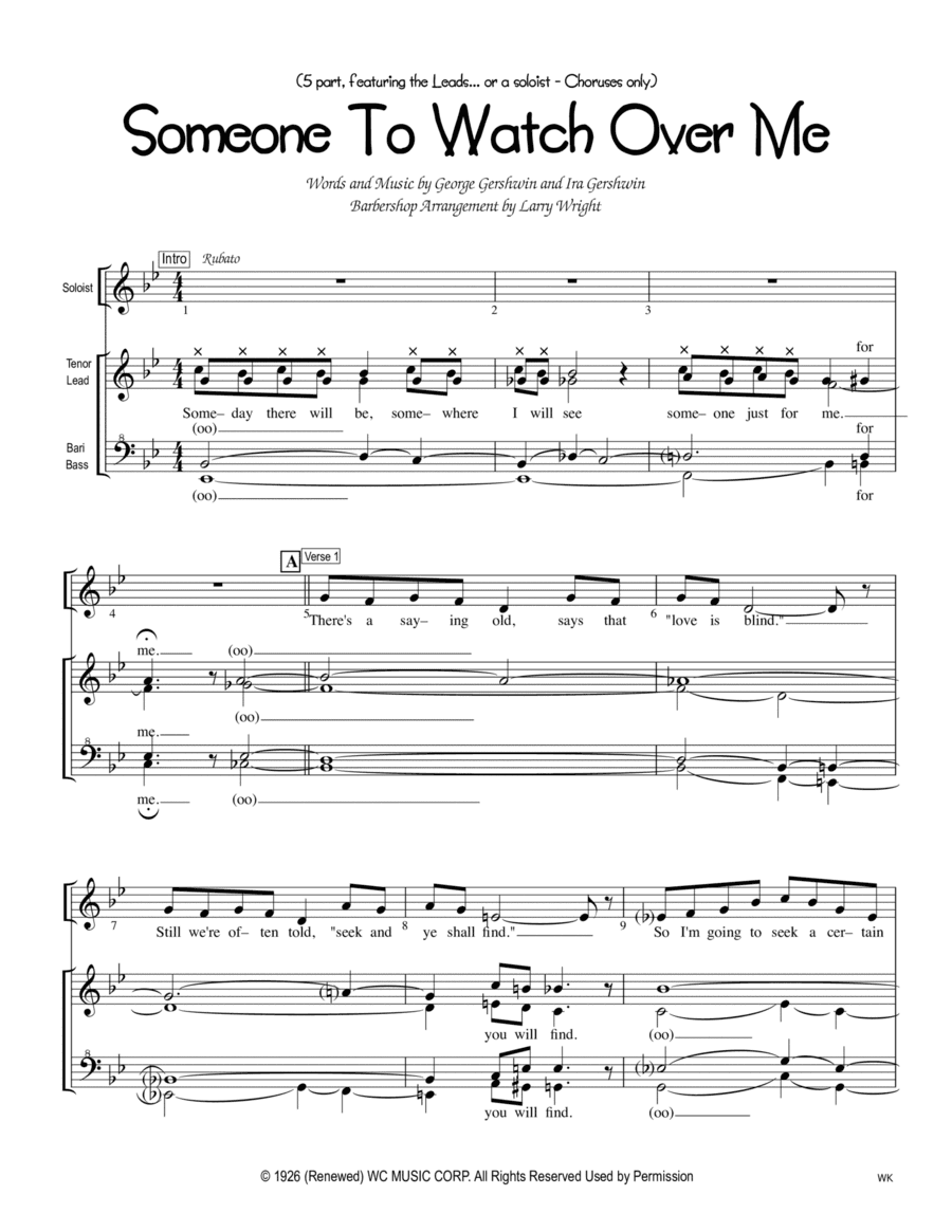 Someone To Watch Over Me (arr. Larry Wright)