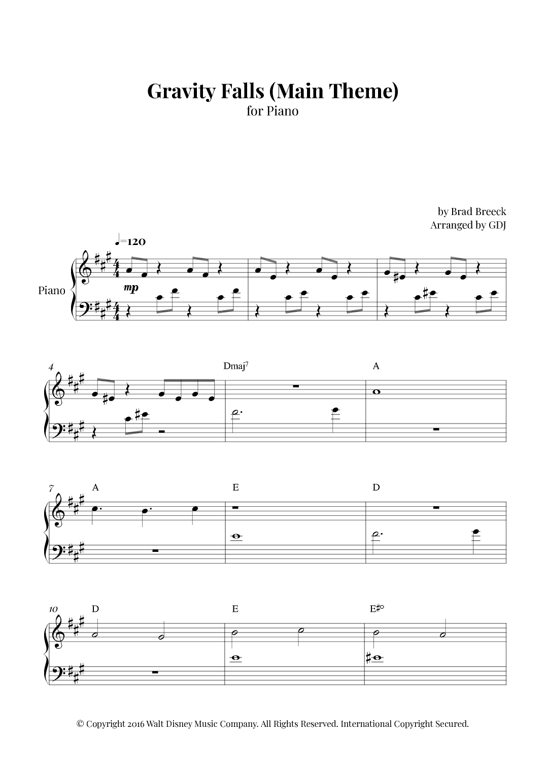 Gravity Falls (main Theme) (arr. GDJ)