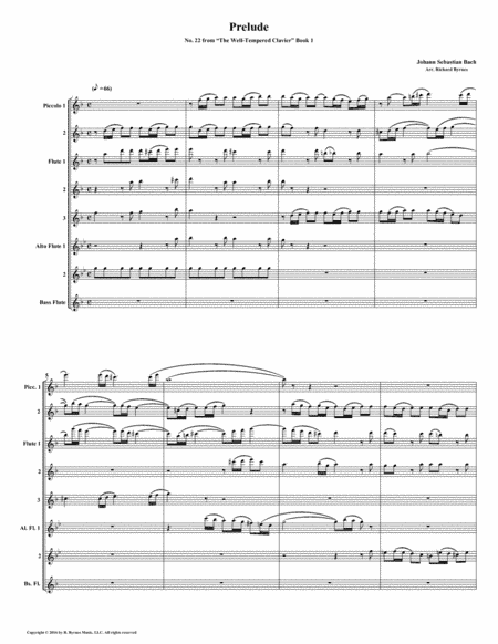 Prelude 22 from Well-Tempered Clavier, Book 1 (Flute Octet) (arr. Richard Byrnes)