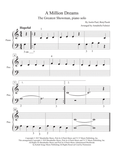 A Million Dreams (arr. Annabella Fulmizi (Annabella Cervero))