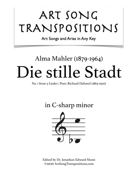 MAHLER: Die stille Stadt (transposed to C-sharp minor) (arr. ArtSongTranspositions.com)