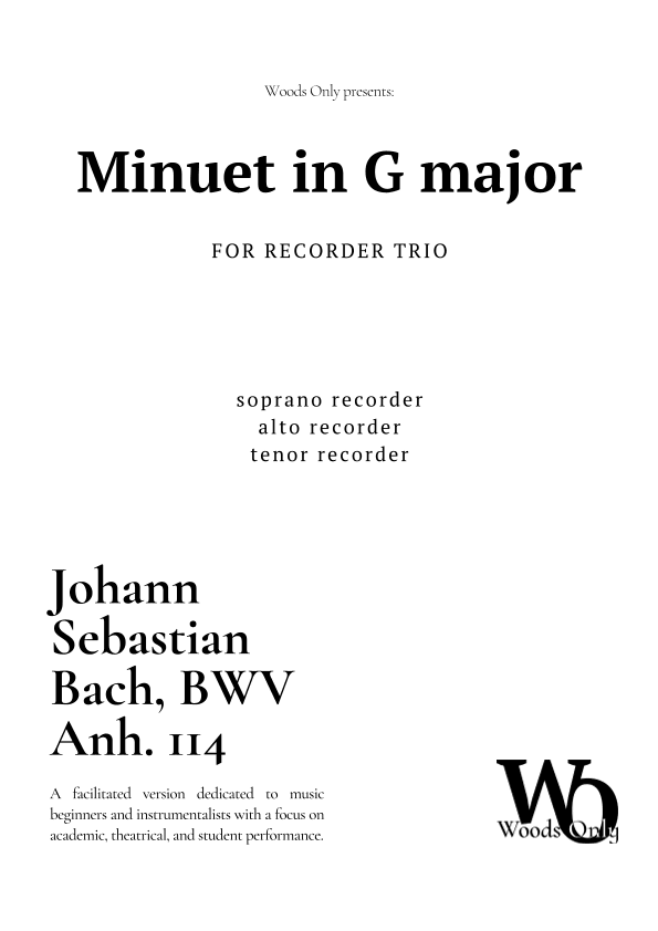 Minuet in G major by Bach for Recorder Trio (arr. Ander)