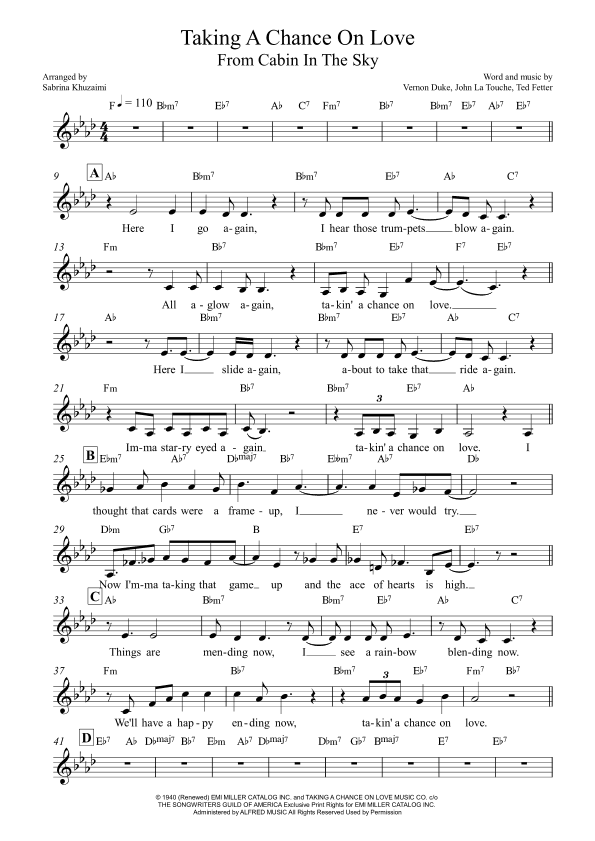 Taking A Chance On Love (arr. Sabrina Khuzaimi)