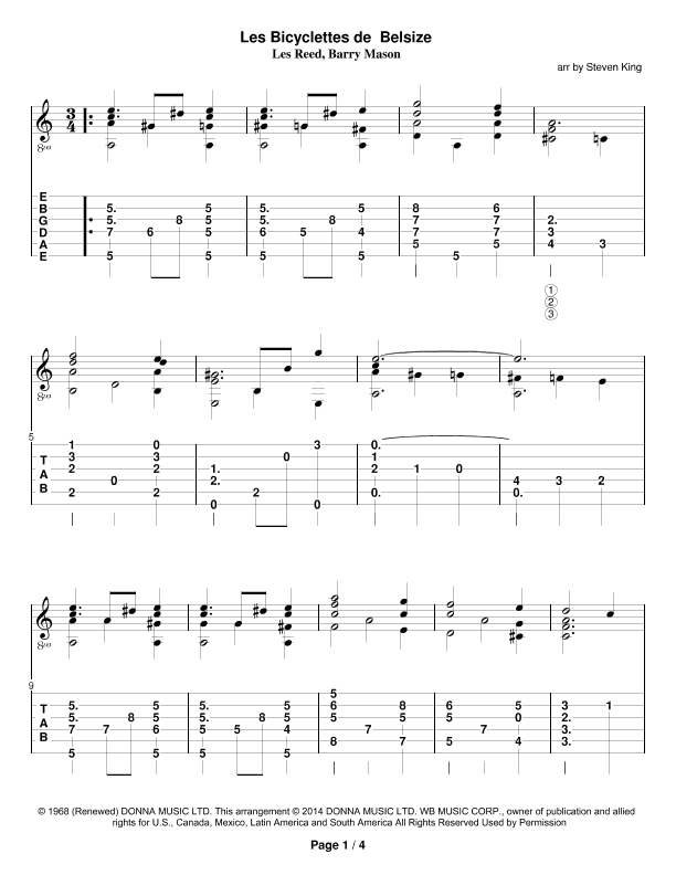 Les Bicyclettes De Belsize (arr. Steven King)