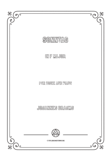 Brahms-Sonntag in F Major,for voice and piano (arr. MSM)