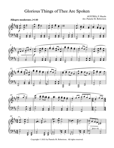 Glorious Things of Thee Are Spoken (arr. Pamela M. Robertson)