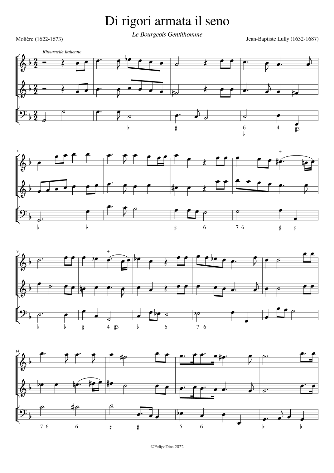 Di rigori armata il seno (arr. Early Music Scores)